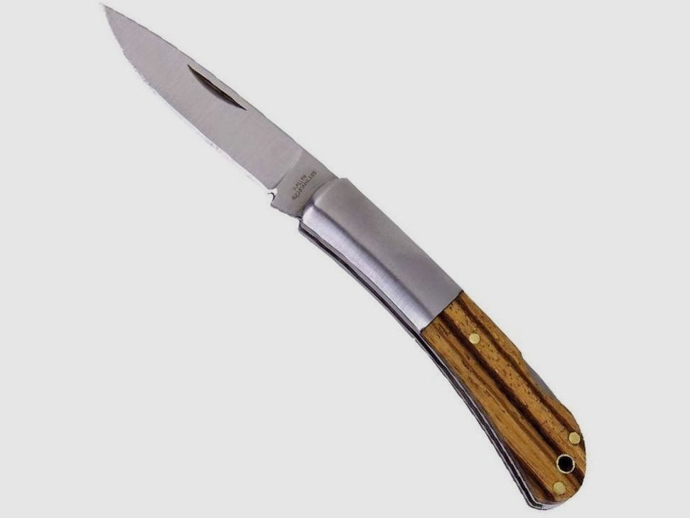 Taschenmesser Stahlbacken Zebraholz, 420, 60mm 42a konform legal fhren