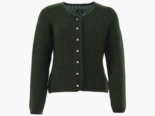 OS traditional knit cardigan, crew neck, olive