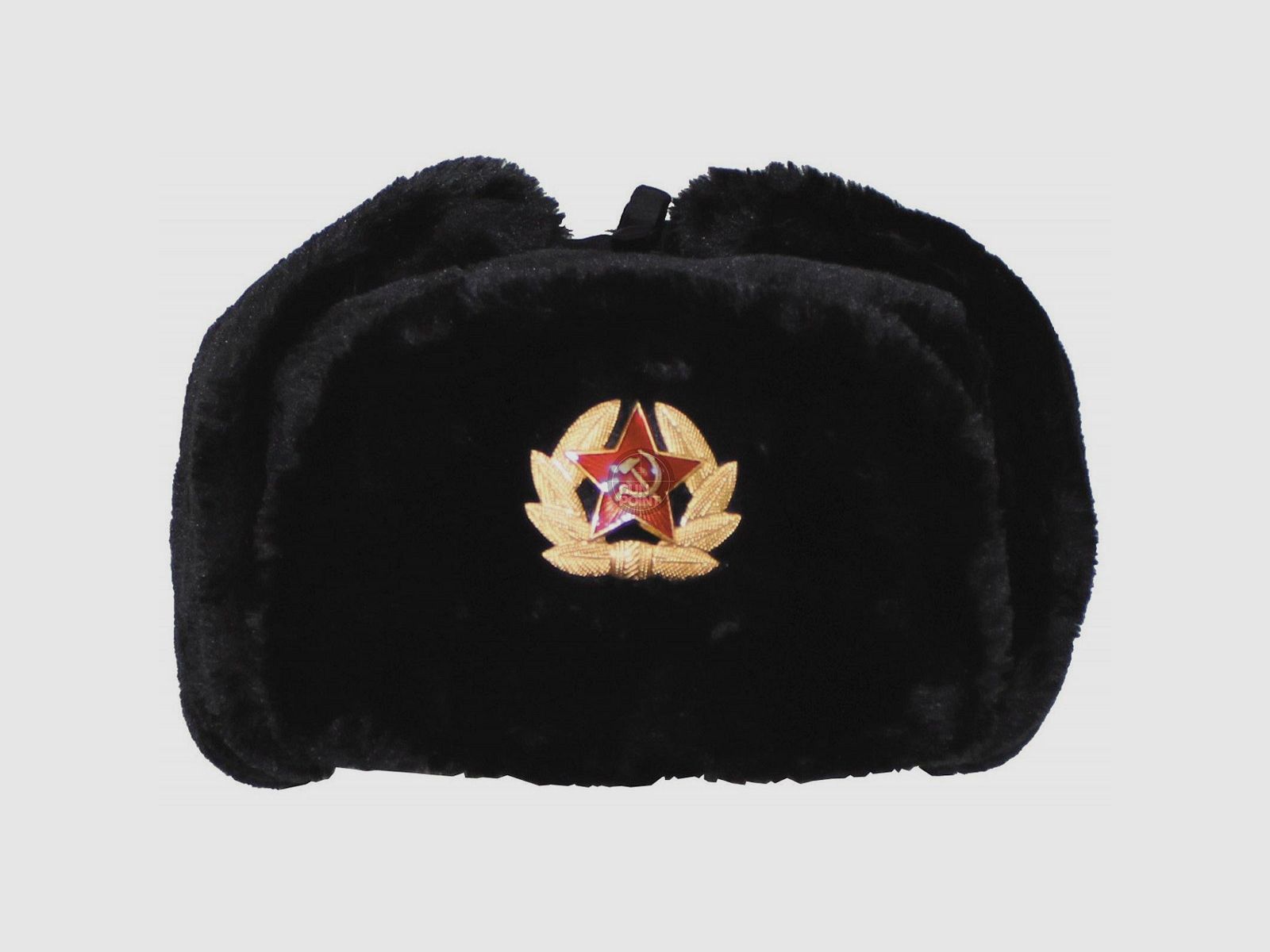 Russian fur hats, black, with insignia