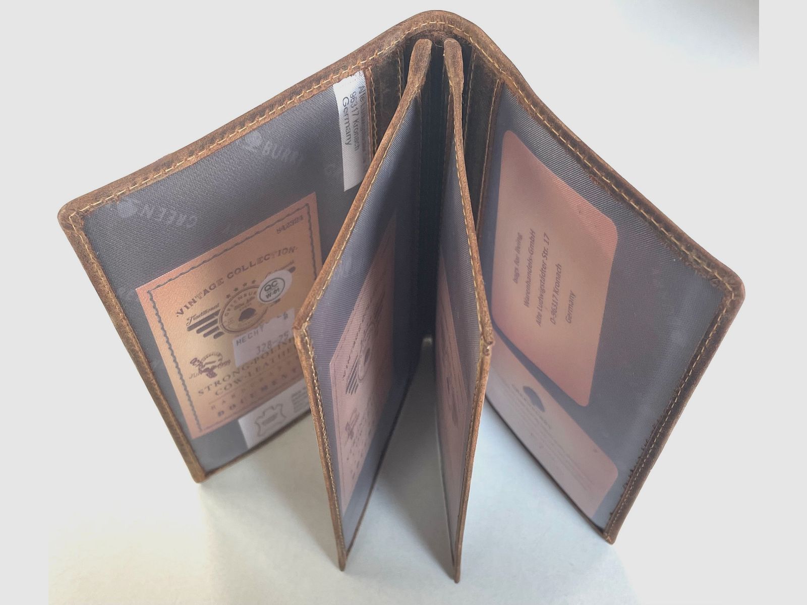 Greenburry 328B-Hecht-25 Vintage Ausweismappe 4tlg. Hecht brown