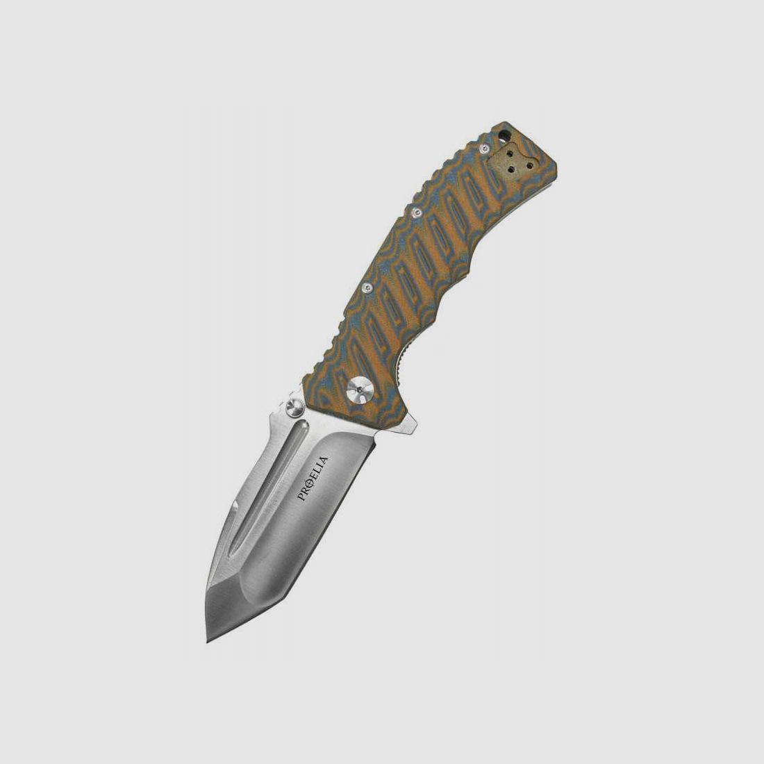 Defcon Proelia Tanto Taschenmesser, satinierte Klinge, braun-blauer Griff