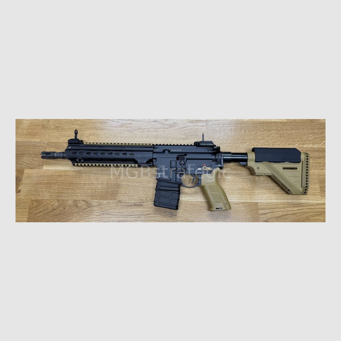Heckler & Koch MR223 A3 Slim-Line 11" Lauf - halbautom. Büchse .223Rem MGBs Sondermodell black/RAL Edition inkl. Schalldämpfer B&T AG Print X RBS I Compact QDN 223 FDE - flow through - zivile Version HK416 / G95K / G38 G95A1 / G95KA1 / mit Upgrades