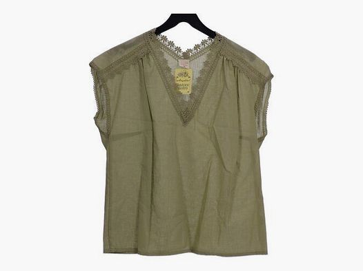 Angelika Abbigliamento tradizionale Blusa senza maniche verde scollo a V taglia 46