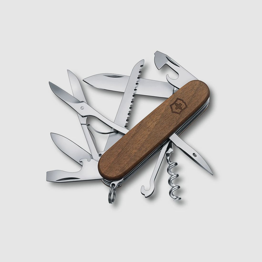 Multitools Victorinox Schweizer Taschemesser Huntsmann Wood  LĂ¤nge 9,1 cm Nussbaumholz 13 Funktionen (P18)