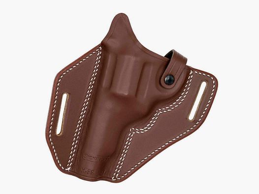 LIGHTNING "Cross Draw" Jagdholster für Revolver 3" K-Frame S&W 10/19/66/67/Combat/Grizly,Ruger Security/Service/Speed SIX-Braun-Linkshänder