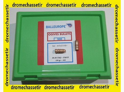 boite de 500 ogives Balleurope cal 30-30, 150 grains, Flat Nose electro cuivré