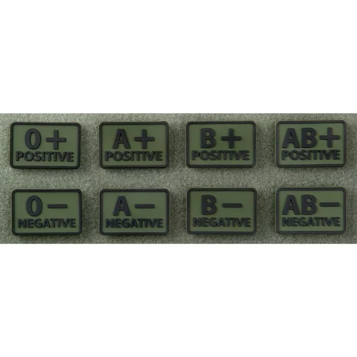 Emblemat Helikon GRUPA KRWI (komplet - 2szt.) - PVC - Olive Green - A/Rh-