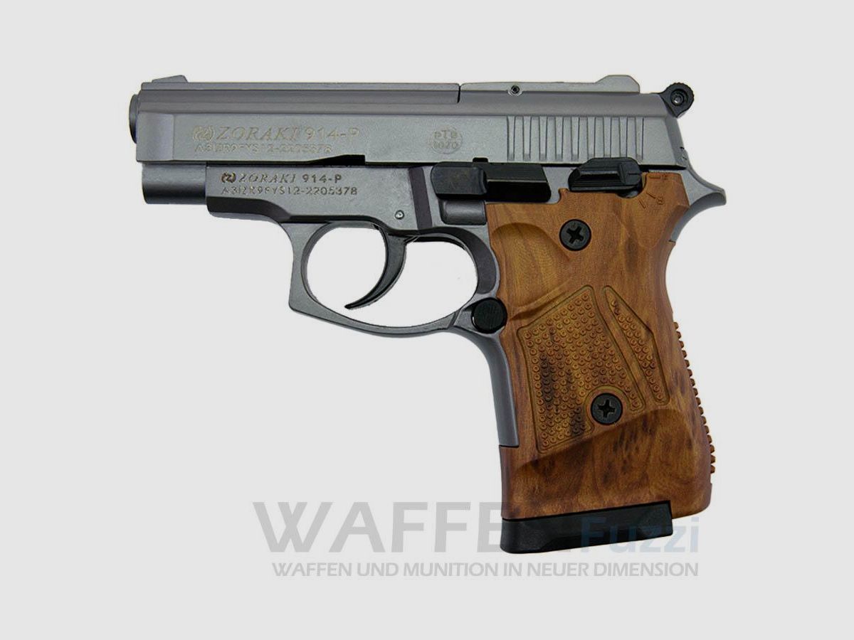 Zoraki 914 schreckschusswapen 9mm titanium/houtlook grepen