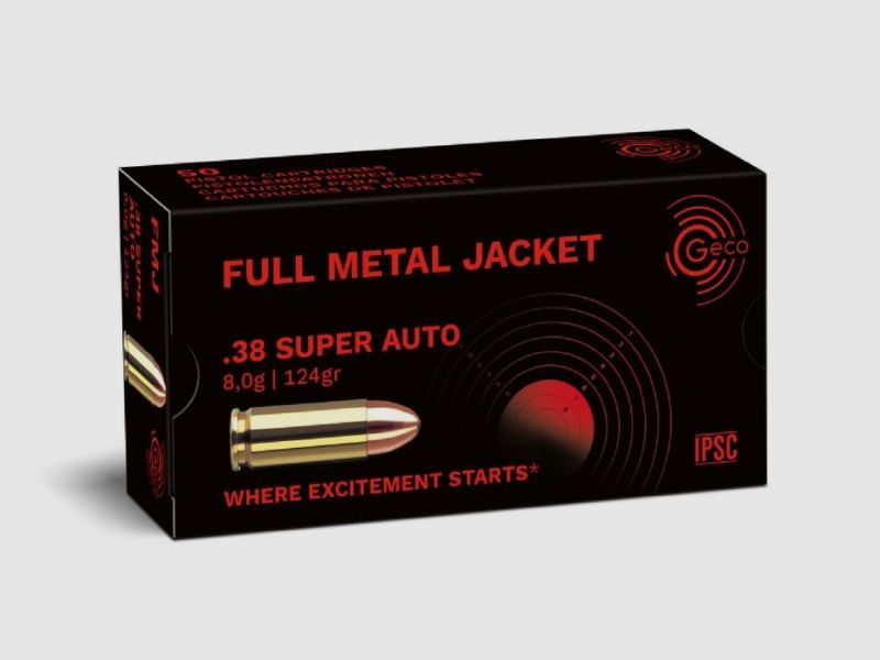 GECO .38 Super Auto Full Metal Jacket 8.0g/124gr - 50 cartridges