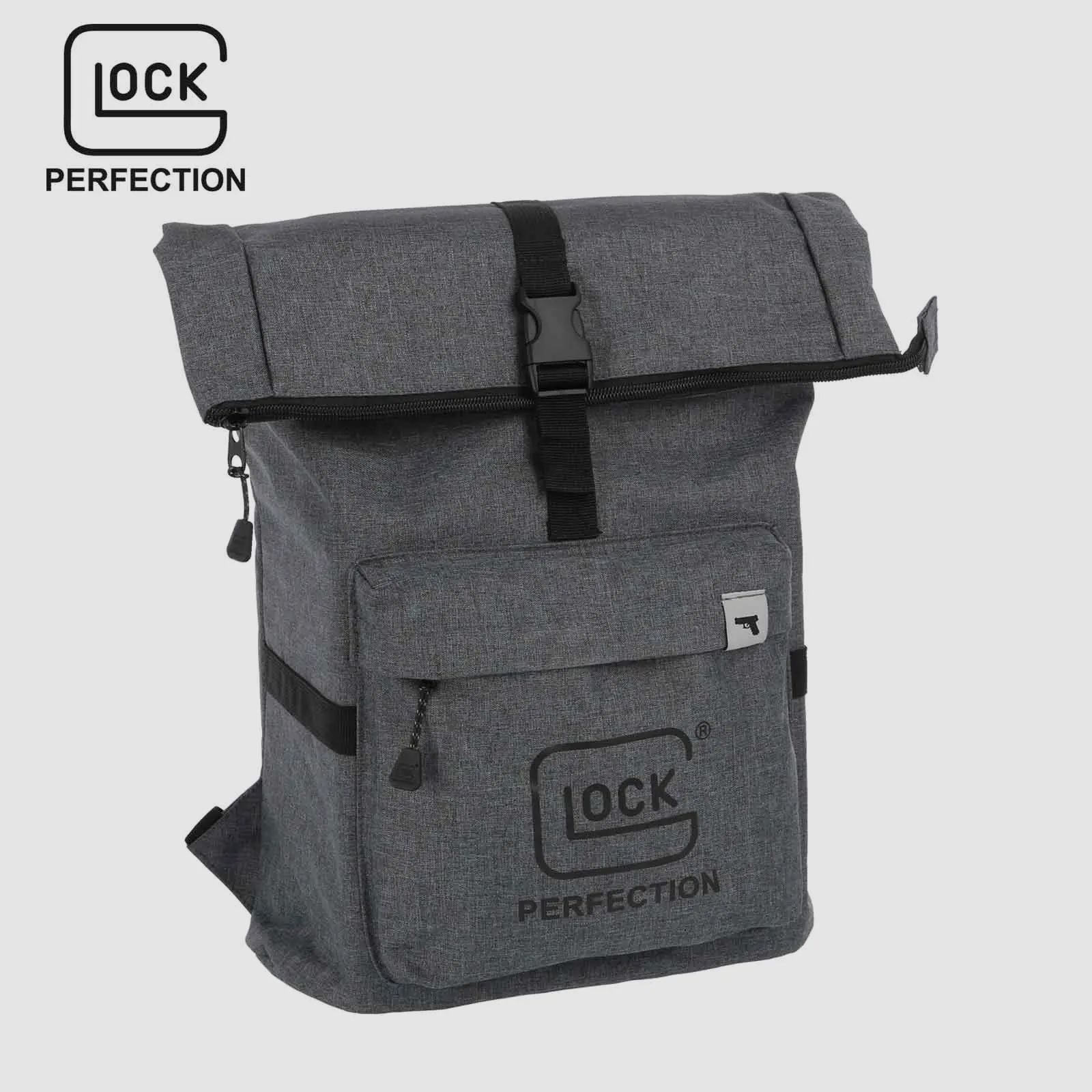 Glock Rucksack „Perfection“ – Grau – wasserdicht beschichtet – 32×14×41 cm