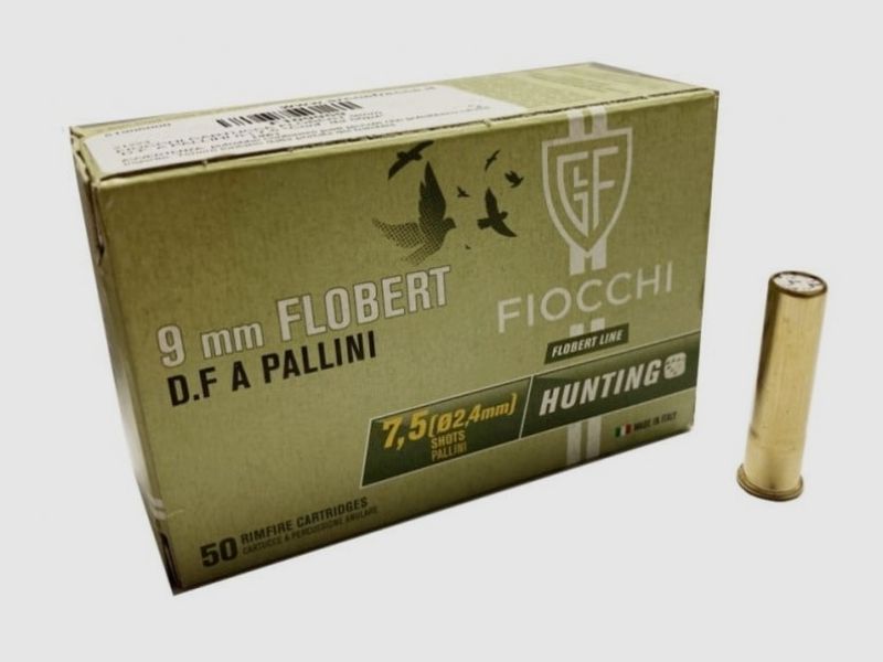 FIOCCHI FLOBERT PATRONEN Kal. 9MM D.F. für BLEI 7,5 Packung mit 50 Stück