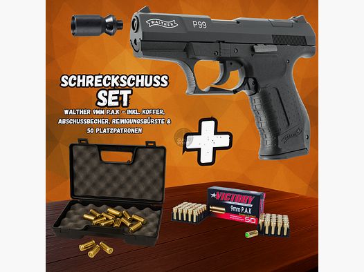 Set de pistolets à gaz - Walther P 99 - 9 mm P.A.K. y compris la mallette et 50 cartouches