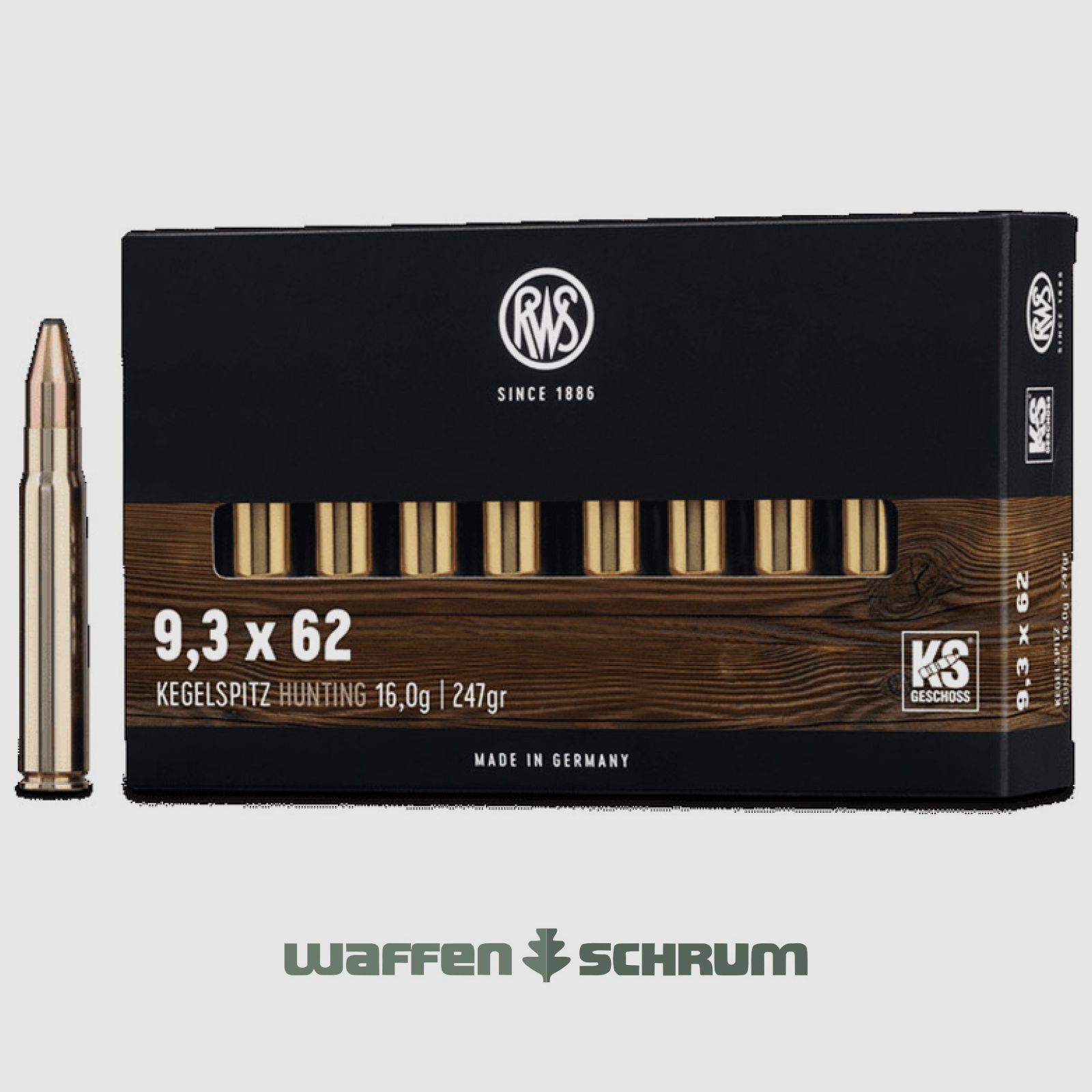 RWS pointed bullet 16.0g - 247gr 9.3x62