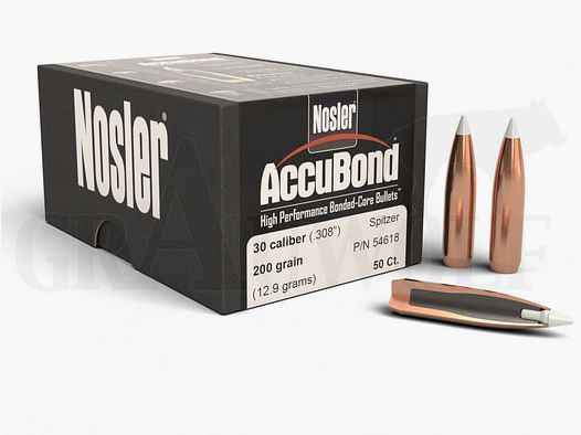 .308 / 7,62 mm 200 gr / 13,0 g Nosler AccuBond Balas 50 piezas