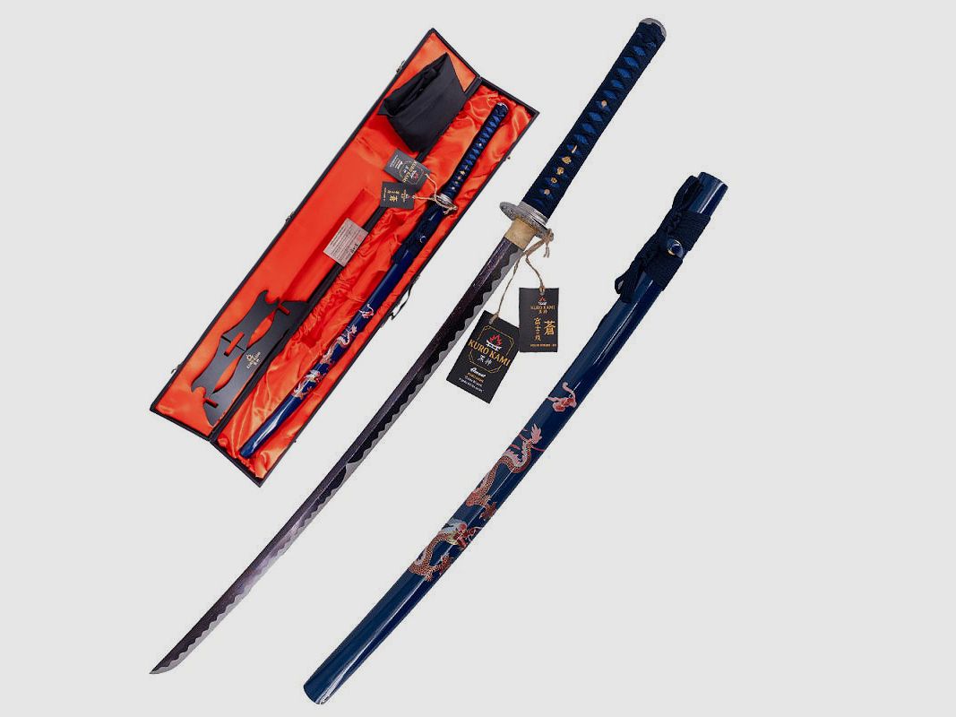 Samurai Katana Damast mit Drachenmotiv