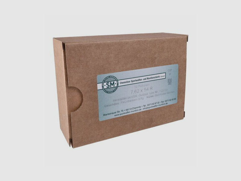 Surplus 7.62 x 54R steel case 9.6g (pack of 50)