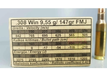 Munición GGG .308WIN FMJ 9,55 g, imagen 2 de 2