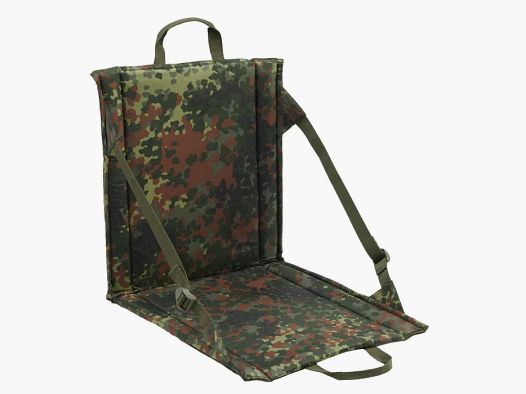 Asiento plegable con asa + bolsa de red para 2 botellas de bebida - camuflaje BW