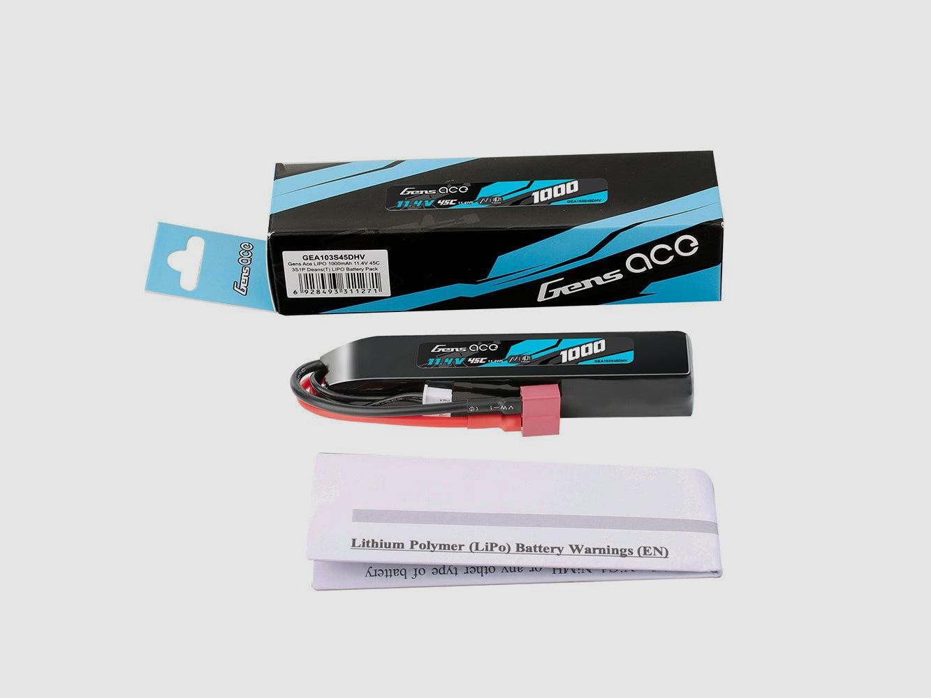 LiPo-Akku Gens Ace 1000mAh 45C 11.4V HV - Deans T-Stecker - Optimale Leistung und Autonomie, Bild 1 von 4
