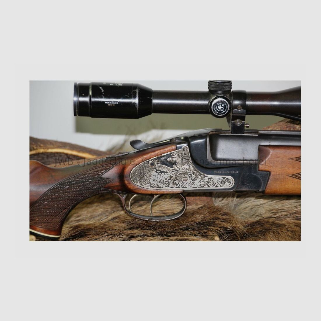 Brünner Super Bockbüchsflinte mit Wechsellauf und Schwenkmontage 12/70;7x57R