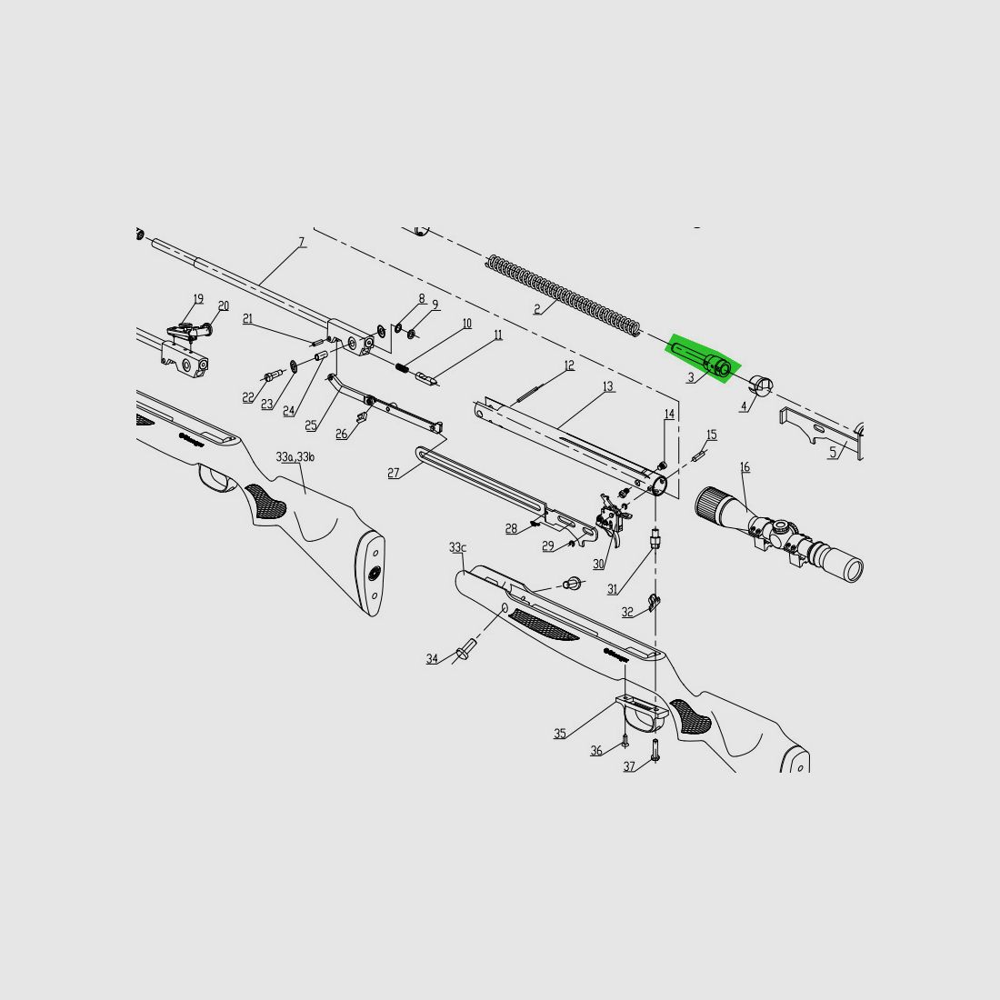 FederfĂĽhrung fĂĽr Luftgewehr Stoeger X50, Ersatzteil