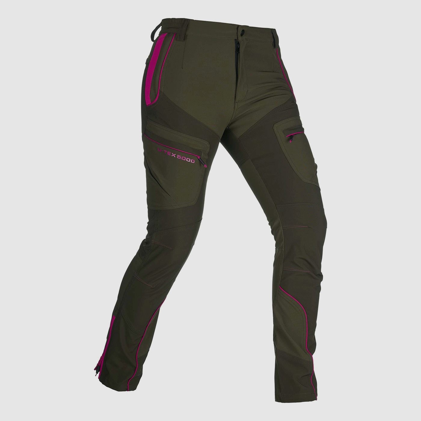 PANTS – UNIVERS – WOMEN – HUNTING PREDAZZO SOFTSHELL U-TEX Green/Pink, image 2 of 6