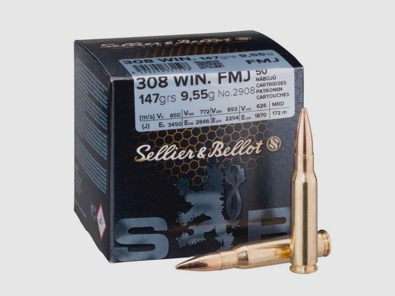 Sellier & Bellot S&B FMJ, 147grs/9.55g .308Win