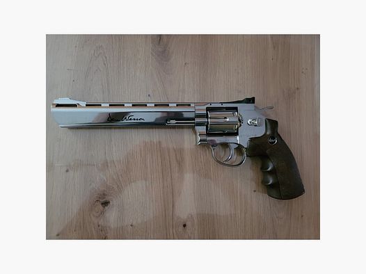 • ASG Dan Wesson 8 Zoll 4,5 mm BB CO2 Revolver chrom / Wood-Style Grips