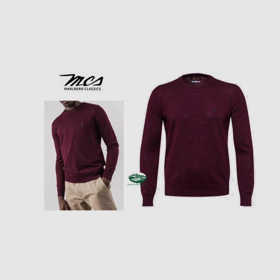 MCS Rundhals-Pullover aus Merinowolle 05029