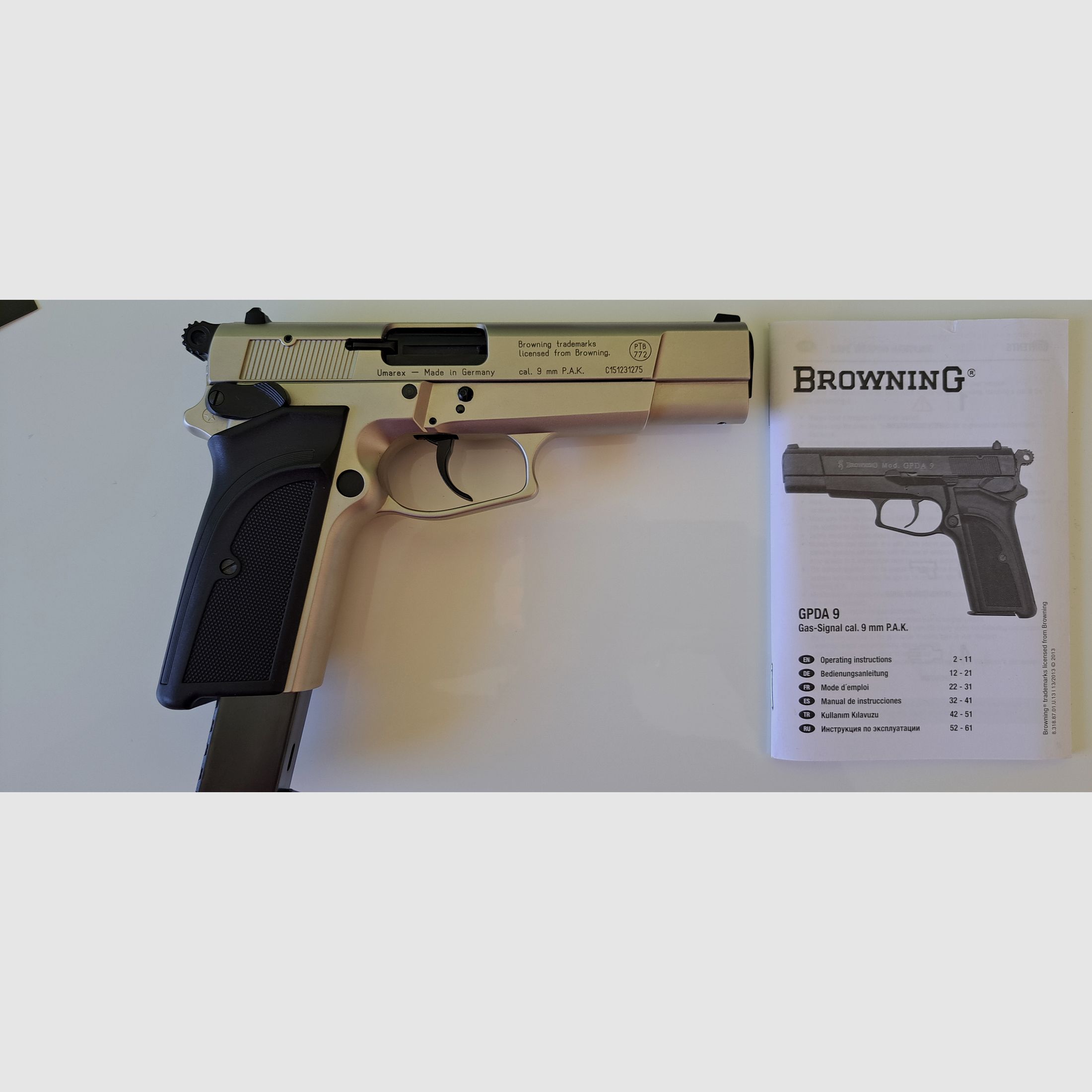 Browning GPDA 9, nickel, Umarex blank firing pistol