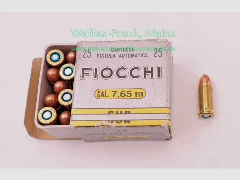 Fiocchi - Munición de pistola italiana 7,65 mm Browning/.32ACP