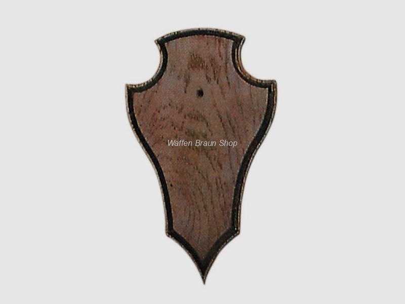 Gehörnbrett für Rehwild, 22X13 cm, spitze Form, mit Ausfräsung, dunkel