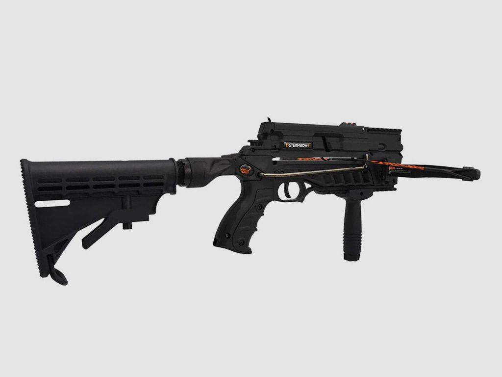 Multishot Pistolenarmbrust Steambow AR-6 Stinger II Tactical 55 Ibs Tuning Abzug Schnellwechsel-Wurfarmsystem inklusive ZubehĂ¶r (P18)