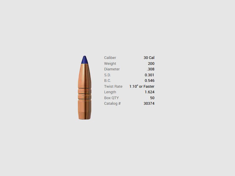 Barnes Bullet .30/.308 200GR Long-Range X Hunting BT 50 pieces