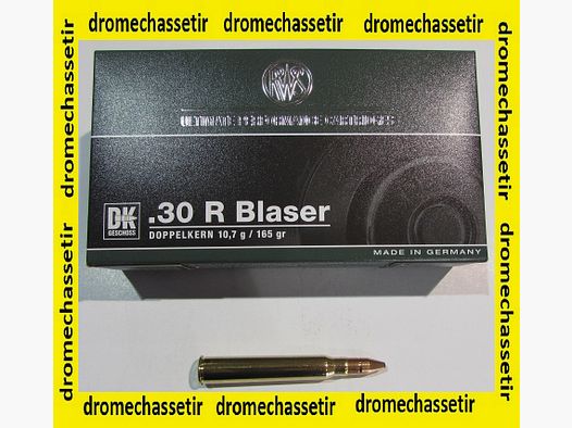 1 Box mit 20 Patronen RWS Kaliber 30R Blaser, DK 165 Grain, 10,7 Gramm
