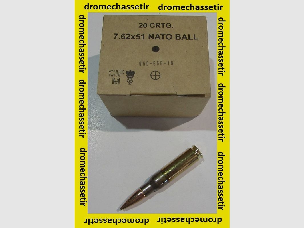 1 Schachtel neue 20 Patronen im Kaliber .308 Winchester, GGG, Geschoss FMJ 147 Grains, 147grs