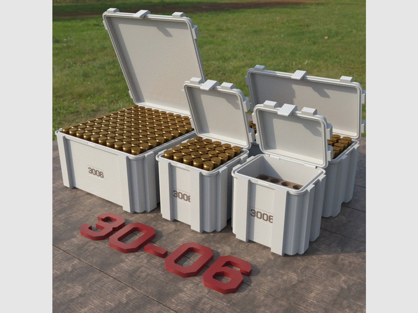 Boîte à munitions Filamelt / .30-06 SPRG / 'couvercle rabattable' / boîte de cartouches, boîte à munitions
