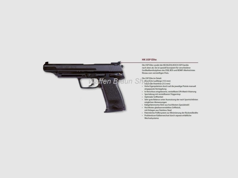 Heckler & Koch USP Elite, cal. 9mm Para, brüniert