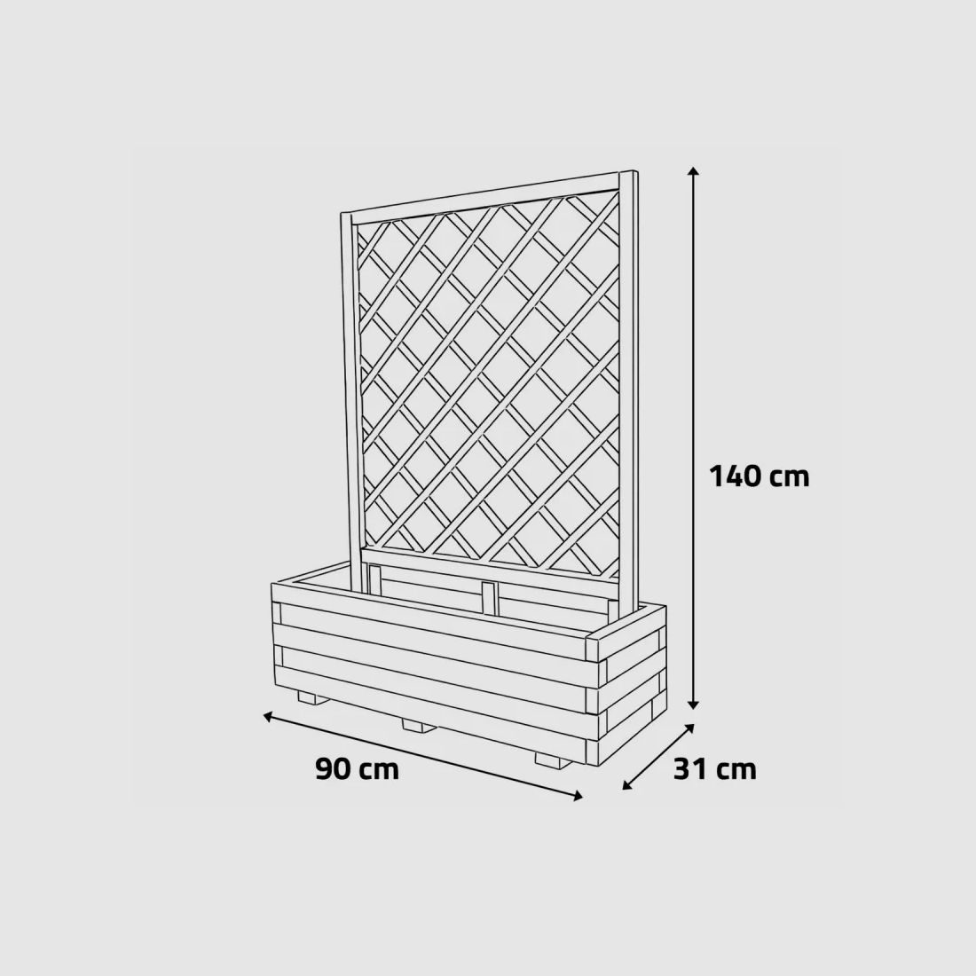 Jardinière aus druckimprägniertem Holz Klasse 3 mit Gitter 90x31x140cm, Bild 8 von 10