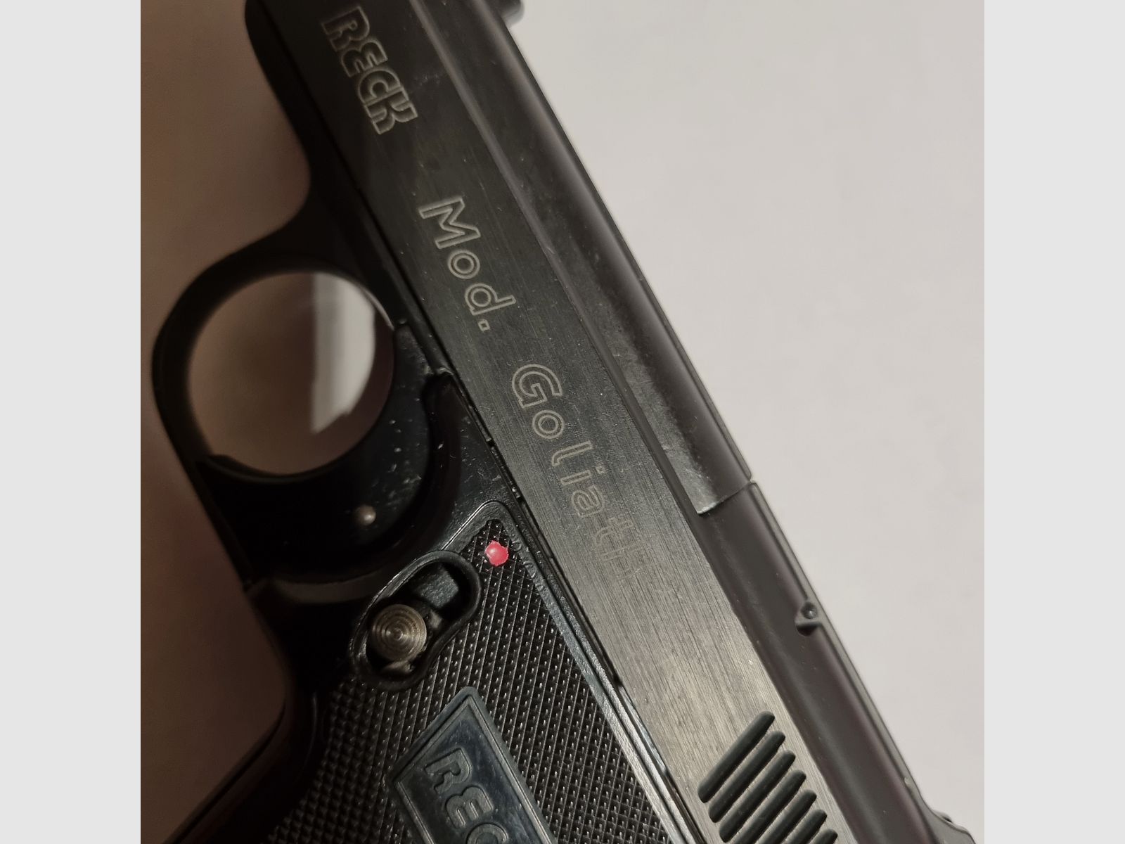 Reck Mod. Goliath, 9mm P.A.K., plus 50 cartridges. PTB 763, ancienne version
