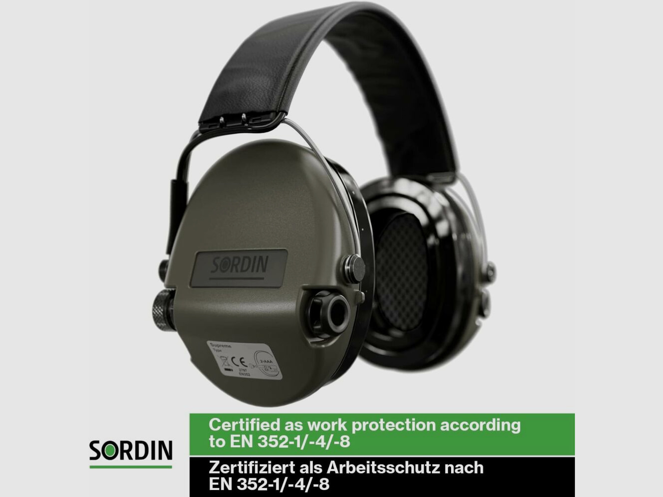 MSA Sordin Gehörschutz Supreme Pro Grün/Kopfband Leder schwarz