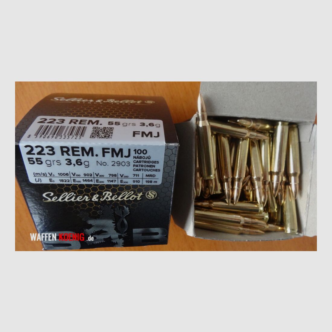 Sellier & Bellot 50 Stück Patronen .223 Rem. Vollmantel - Sellier & Bellot