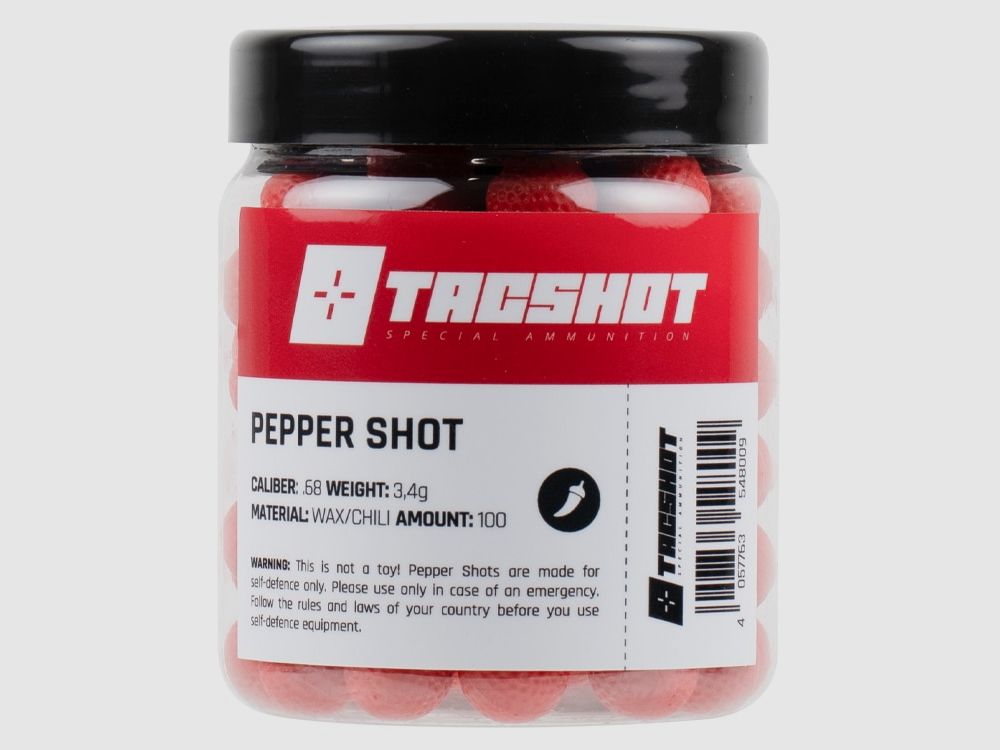 TacShot Ammunition PEPPER SHOT Cal. 68 Pepper balls (100 glass)