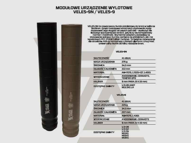 Muzzle device Veles 9 1/2x28UNEF gen. 2 9x19mm black