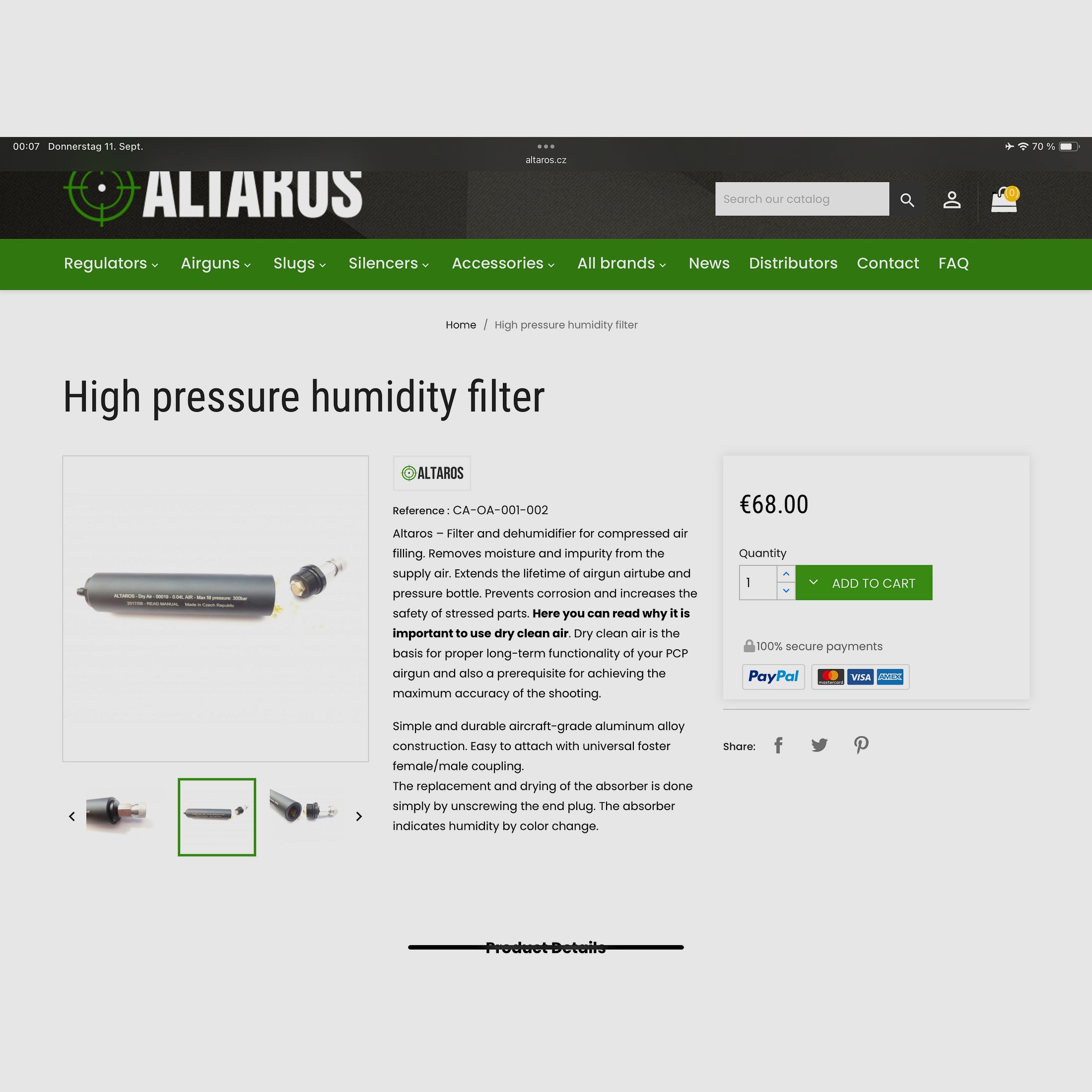 Altaros Hochdruck-Luftfilter – bis 300 bar