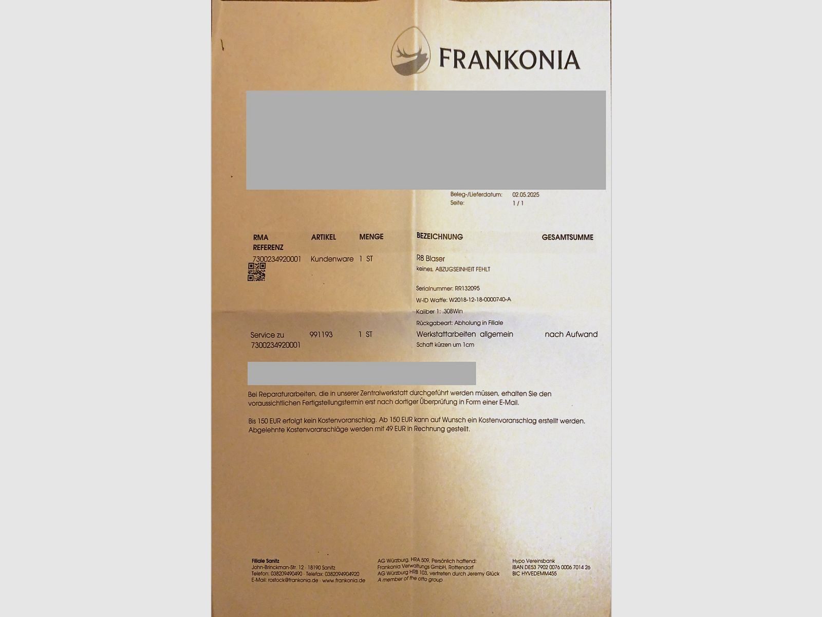 Blaser R8 Professionale lunghezza della canna 52 cm in calibro .308 Win filettatura della volata M15x1