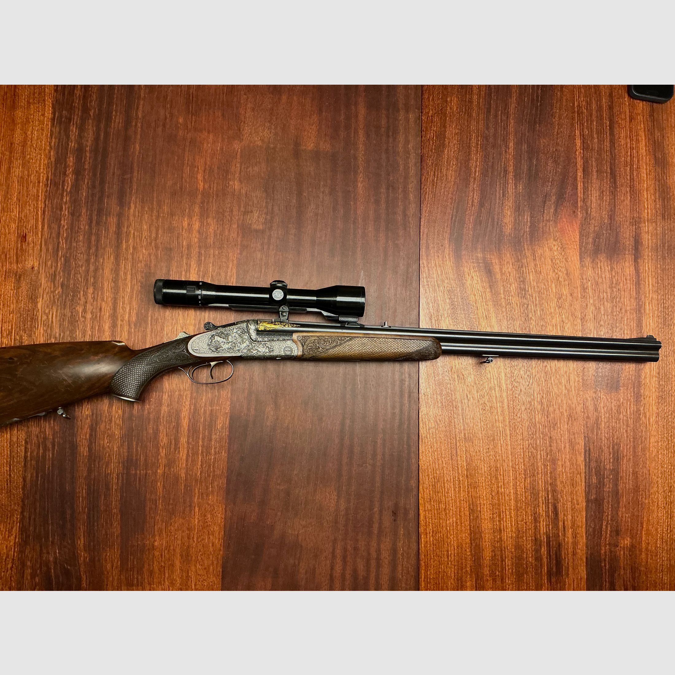 Fusil de luxe à double canon Heym avec gravure de maître (pièce unique)