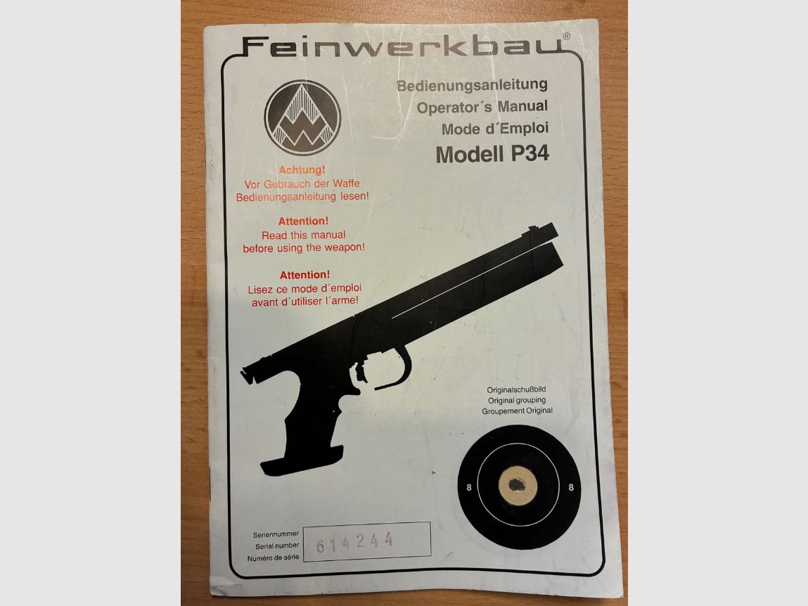 FEINWERKBAU Bedienungsanleitung Modell P34