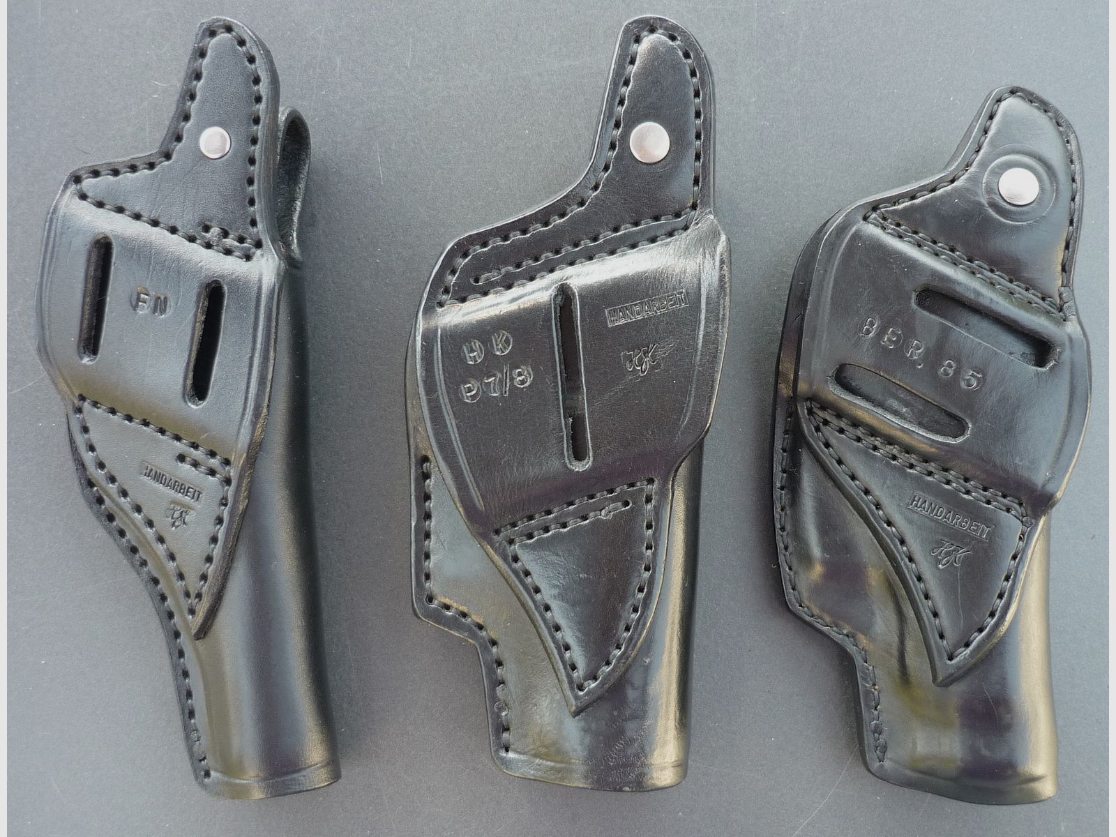 HKDesign Holster  Art. Nr.  002 : Einfachholster mit Snapverschluß  -  für: FN,  HK P 7/8 , Beretta 85 -  für Linkshänder