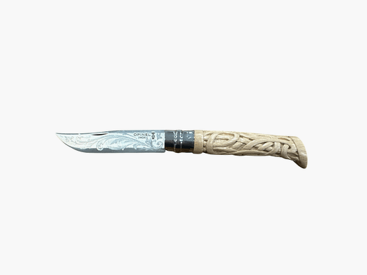 COLTELLO – OPINEL – N.10 INOX REALIZZATO A MANO | INTRECCIO + INCISIONE